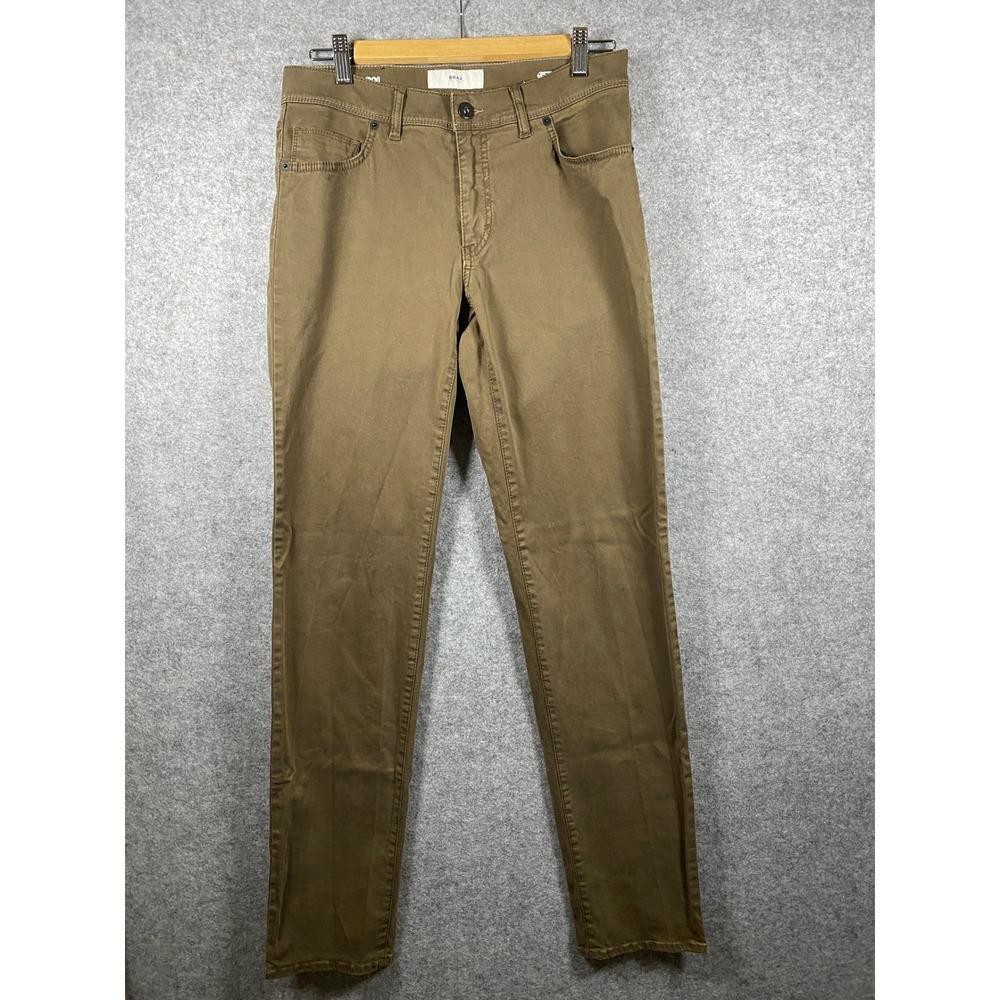 Brax Feel Good Style Cadiz Mens Straight Leg Pants Olive Brown 30x32.5